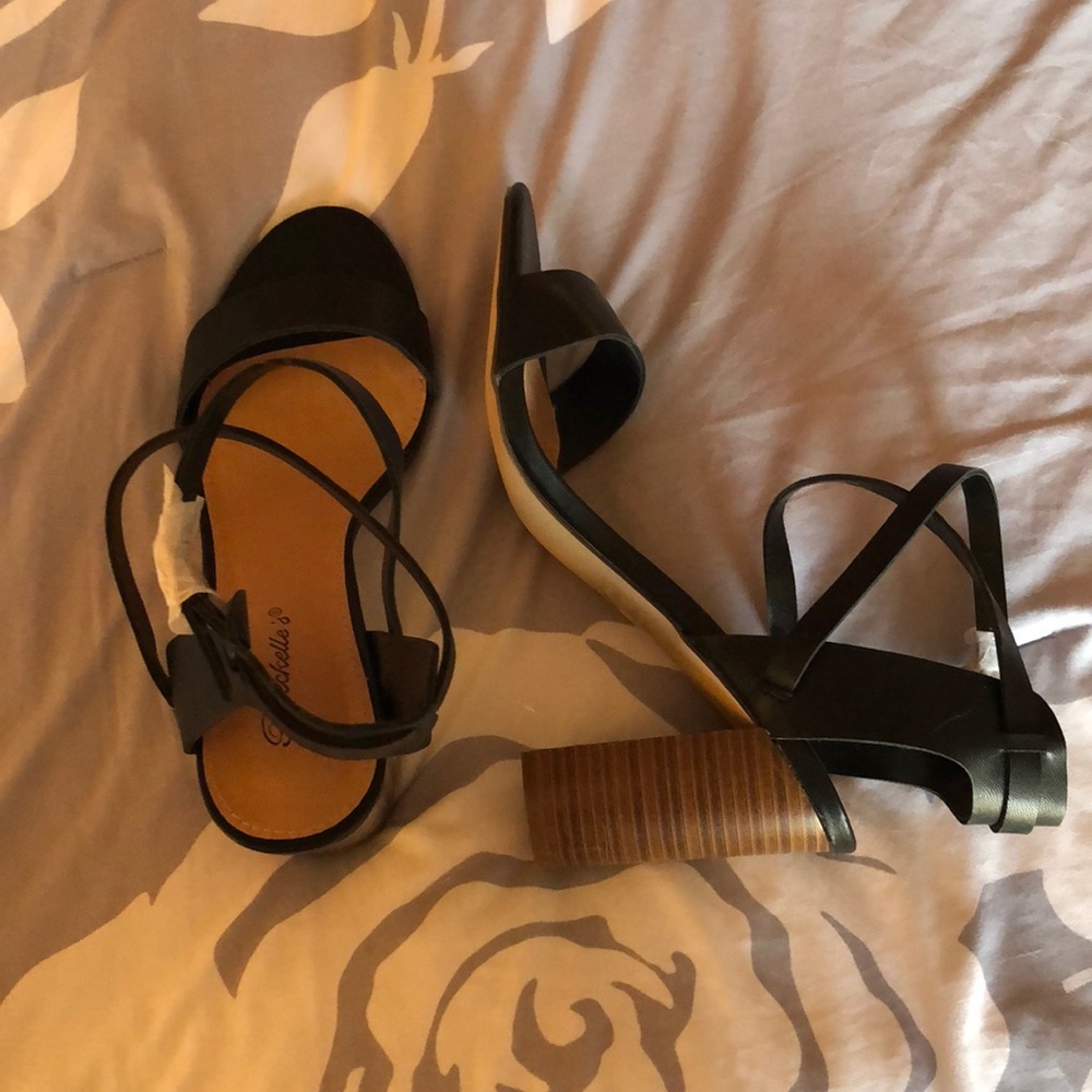 Black ankle strap heels